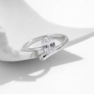 Geometric Oval Solitaire CZ Accent Band Ring - Perimade & Co.