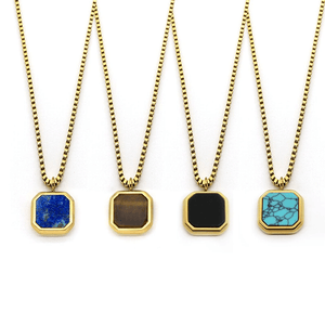 Geometric Raw Stone Pendant Necklace - Perimade & Co.