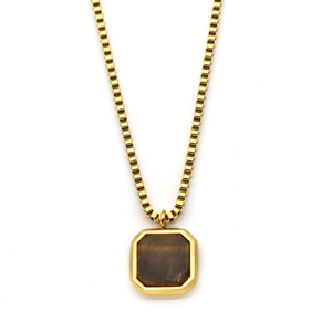 Geometric Raw Stone Pendant Necklace - Perimade & Co.