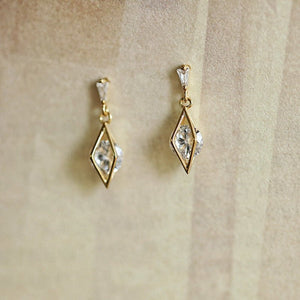 Geometric Rhombus Stone Drop Stud Earrings - Perimade & Co.