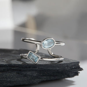 Geometric Shape Gemstone Double Open Ring - Perimade & Co.