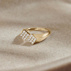 Geometric Square Pave CZ Bypass Open Ring - Perimade & Co.