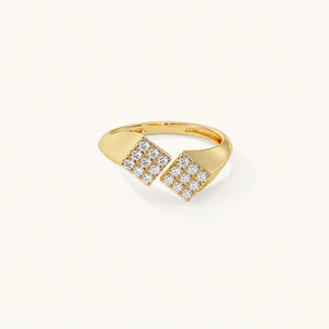 Geometric Square Pave CZ Bypass Open Ring - Perimade & Co.