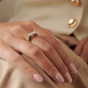 Geometric Square Pave CZ Bypass Open Ring - Perimade & Co.