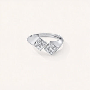 Geometric Square Pave CZ Bypass Open Ring - Perimade & Co.