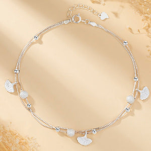 Ginkgo Leaf Bead Double Chain Anklet - Perimade & Co.