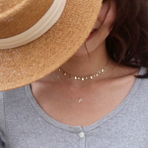 Gold Initial Letter Charm Pendant Necklace - Perimade & Co.
