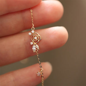 Gold Rose Flower Charm Stacking Bracelet - Perimade & Co.