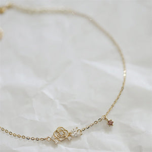 Gold Rose Flower Charm Stacking Bracelet - Perimade & Co.