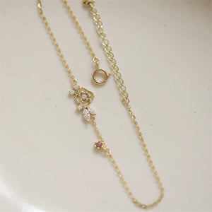 Gold Rose Flower Charm Stacking Bracelet - Perimade & Co.