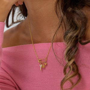 Gold Safety Pin Cross Key Heart Necklace - Perimade & Co.