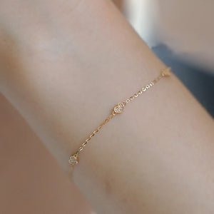 Gold Triple Heart Charm Stacking Bracelet - Perimade & Co.