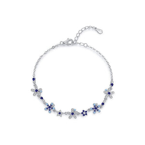 Gradient Blue CZ Flower Cluster Chain Bracelet - Perimade & Co.
