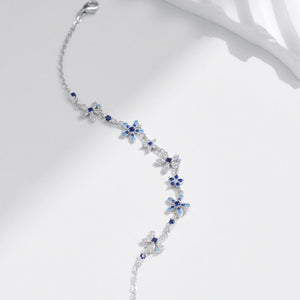 Gradient Blue CZ Flower Cluster Chain Bracelet - Perimade & Co.