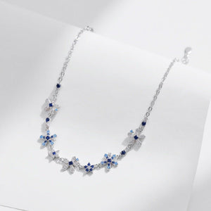 Gradient Blue CZ Flower Cluster Chain Bracelet - Perimade & Co.