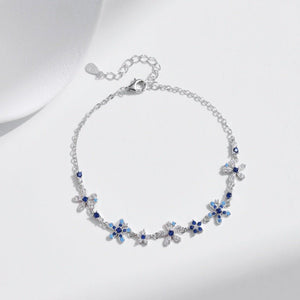 Gradient Blue CZ Flower Cluster Chain Bracelet - Perimade & Co.