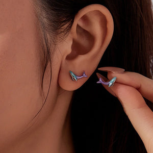 Gradient Ocean Whale Enamel Stud Earrings - Perimade & Co.