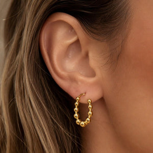 Graduated Ball Bead Horseshoe Hoop Earrings - Perimade & Co.