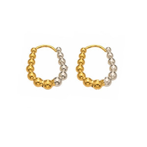 Graduated Ball Bead Horseshoe Hoop Earrings - Perimade & Co.