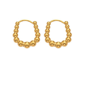 Graduated Ball Bead Horseshoe Hoop Earrings - Perimade & Co.