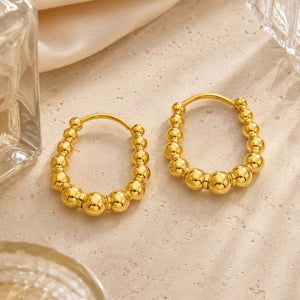 Graduated Ball Bead Horseshoe Hoop Earrings - Perimade & Co.