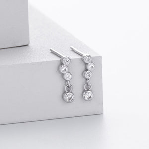 Graduated Bezel CZ Linear Drop Stud Earrings - Perimade & Co.