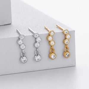 Graduated Bezel CZ Linear Drop Stud Earrings - Perimade & Co.