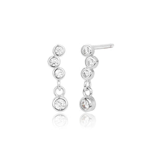 Graduated Bezel CZ Linear Drop Stud Earrings - Perimade & Co.