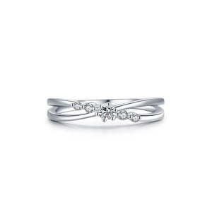 Graduated CZ Criss Cross Stacking Band Ring - Perimade & Co.