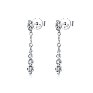 Graduated Moissanite Chain Drop Stud Earrings - Perimade & Co.