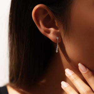 Graduated Moissanite Chain Drop Stud Earrings - Perimade & Co.