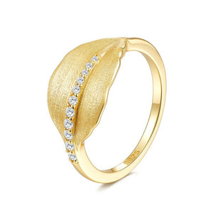 Graduated Moissanite Textured Leaf Band Ring - Perimade & Co.