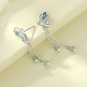 Green Aventurine Butterfly Dangle Earrings - Perimade & Co.