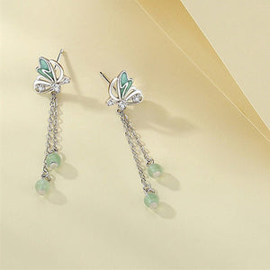 Green Aventurine Butterfly Dangle Earrings - Perimade & Co.