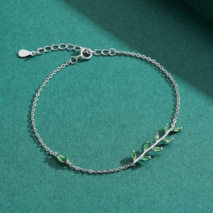 Green Marquise CZ Leaf Branch Chain Bracelet - Perimade & Co.