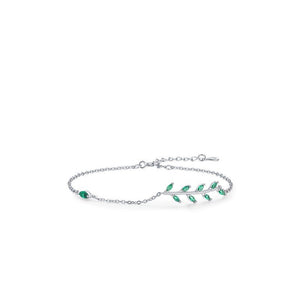 Green Marquise CZ Leaf Branch Chain Bracelet - Perimade & Co.