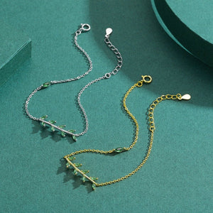 Green Marquise CZ Leaf Branch Chain Bracelet - Perimade & Co.