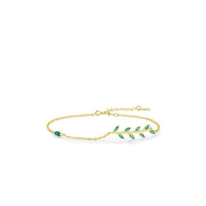 Green Marquise CZ Leaf Branch Chain Bracelet - Perimade & Co.