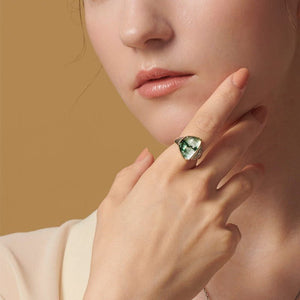 Green Moss Agate Carbochon Statement Ring - Perimade & Co.