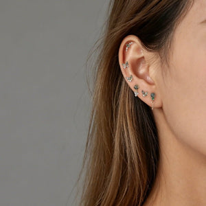 Green Moss Agate Dangle Chain Stud Earrings - Perimade & Co.