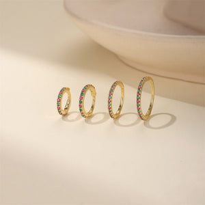 Green Pink Stone Pave Huggie Hoop Earrings - Perimade & Co.