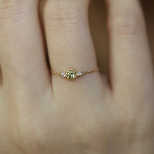 Green Three - Stone Stacking Chain Ring - Perimade & Co.