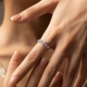 Half Multi Color Flower Cluster CZ Band Ring - Perimade & Co.
