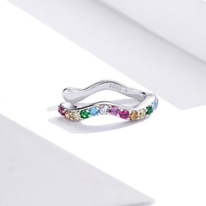 Half Pave Rainbow CZ Wavy Clip-On Earrings - Perimade & Co.