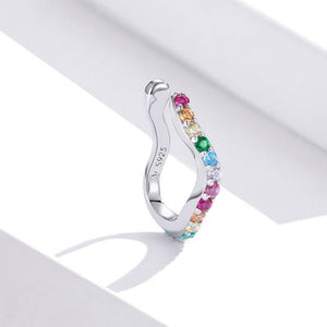 Half Pave Rainbow CZ Wavy Clip-On Earrings - Perimade & Co.