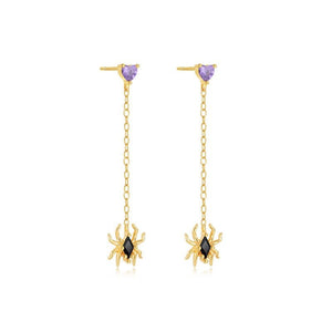 Halloween Heart CZ Spider Drop Stud Earrings - Perimade & Co.