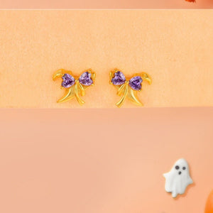 Halloween Witch Hat Heart Bow Stud Earrings - Perimade & Co.