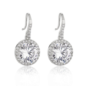Halo Setting CZ Dangle Drop Hook Earrings - Perimade & Co.