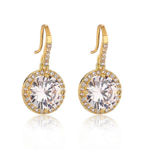 Halo Setting CZ Dangle Drop Hook Earrings - Perimade & Co.