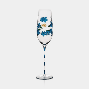 Floral-decorated glass on a white background